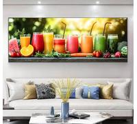 Kitchen Diamond Art Kits Adults, 5D Large Fruit Diamond Painting with Round Drills DIY Full Drill Gem Big Crystal Art Painting Set, Mosaic Kits for Adults, for Home Wall and Gifts 16x48inch, Model269