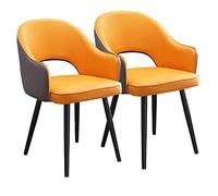 Kitchen Dining Chairs Set of 2 Modern Upholstered with Soft Pu Leather Cover Cushion Seat and Metal Legs Side for Living Room (Color : Dark Gray) (Gray+orange)