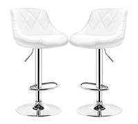 Kitchen Dining Chairs Set of 2 with Backrest and Faux Leather Upholstered Indoor Outdoor Metal Adjustable Swivel Chair Suitable for Dining Room Wine Coffee Bar