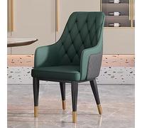 Kitchen & Dining Room Chairs Mid Century Modern PU Leather Chair,Upholstered Dining Chairs with Nailhead High Back Support,Armrest Relax,Lounge Side Chair (Color : Dark Green)