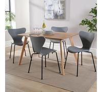 Kitchen Dining Table Set 120cm Veneer Top Beech Legs With 4 Chairs Home Source Grey One Size