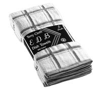 Kitchen Dish Cloth 6X, 12X Extra Large Jumbo Herringbone Terry Tea Towel 100% Soft Cotton 40x60cm Premium Quality Big Checked Terry Drying Cloth Thick Cleaning (Charcoal, 6)