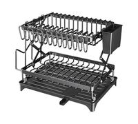 Kitchen Dish Drainer - Detachable 2 Tier Large Capacity with Draining Tray, Kitchen Dish Drainer | For Bowls, Stoves, Forks, Chopping Boards, Cups