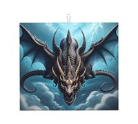 Kitchen Dish Drying Mat,Absorbent Counter Protector, Flying Dragon Print Sink Mat Quick Dry Drainer Pad