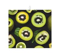 Kitchen Dish Drying Mat,Absorbent Counter Protector, Green kiwi Print Sink Mat Quick Dry Drainer Pad