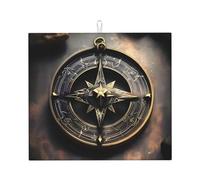 Kitchen Dish Drying Mat,Absorbent Counter Protector, Magical Runes Compass Print Sink Mat Quick Dry Drainer Pad
