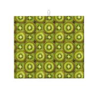 Kitchen Dish Drying Mat,Absorbent Counter Protector, Vibrant Kiwi Slices Print Sink Mat Quick Dry Drainer Pad