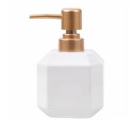 Kitchen Dish Soap Dispenser Soap Dispenser Pump Bottle Manual Countertop Plastic Ceramic Container Square Lotion Restroom Accessories(White+gold Pump)