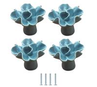 Kitchen Door Handles 4Pcs Ceramic Handle Wardrobe Cabinet Drawer Shoe Cabinet Door Cockscomb Single Hole Knobs Blue