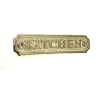 KITCHEN Door Sign Solid Brass with a Shiny Nickel Finish 14 x 3.3 cm comes with Screws DSN-8-N