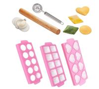 Kitchen Dough Tool Set 6 Piece Ravioli Dumpling Wonton Maker Group with Rolling Cutter Press Pin Formers for Wrapper Projects Dough Press Tools Kitchen Ravioli Maker Wonton Wrapper Shaper Pin