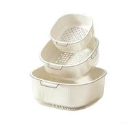 Kitchen Drain Basket for Berries Salad Rinsing | layer design, efficient draining, wash fruits veggies instantly, 28cm size, for durable plastic