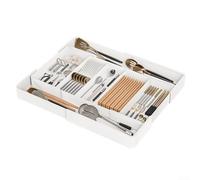 Kitchen Drawer Divider Adjustable Cutlery Tray For Kitchen Cutlery, Adjustable Flatware Storage Holder With Spacious Dividers, Dishwasher Safe Plastic Divider(D)