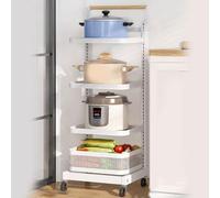 Kitchen Drawer nizer with Rolling Cart for Fruits & Vegetables White - 4 Boards & 1 Basket Space-Saving Storage Solution for Pots Pans and Accessories