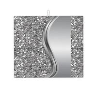 Kitchen Drying Mat,Dish Drainage Mat,Super Absorbent Dish Rack Pad Fast 41X46cm, Silver Faux Glitter Glam Bling