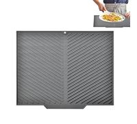 Kitchen Drying Mat - flexible silicone protector, dish pad | spacious waterproof mat with anti slip texture, countertop drying pad for utensils glasses plates pans sink area cooking space home daily e