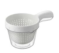 Kitchen Dual Layer Draining Basket, 2-in-1 Plastic Food Sieve & Sink Strainer with Ergonomic Handle, Vegetable Washing Colander for Berries Grapes Cherries Tomatoes (White)