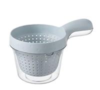 Kitchen Dual Layer Draining Basket, 2-in-1 Plastic Food Sieve & Sink Strainer with Ergonomic Handle, Vegetable Washing Colander for Berries Grapes Cherries Tomatoes (Blue)