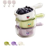 Kitchen Dual Layer Draining Basket with Handle, Double-Layer Design, Lock Design, Multipurpose Fruit Washing Bowl with Strainer for Kitchen (3pcs)