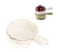 Kitchen Dual-Layer Draining Basket with Handle,Multifunction Plastic Strainer, Nesting Large Capacity Plastic Food Strainer, for Pasta, Vegetables and Fruits Washing Draining Basket (White)