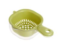 Kitchen Dual-Layer Draining Basket with Handle, Nesting Large Capacity Food Strainer, for Pasta, Vegetables and Fruits Washing Draining Basket (Green)