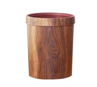 Kitchen Dustbin Bucket 10L Home Trash Can Wooden Pattern Vintage Garbage Bin Reusable Round Bedroom Rubbish Can Retro Kitchen Wastebasket for Farmhouse Home Office Wood Waste Bin