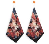 Kitchen Easter Bunny Hand Towels with Hanging Loops, Highly Absorbent & Quick Drying Towels for Kitchen Bathroom, Microfiber Cleaning Cloth, Dish Towel, Tea Towel Decorative, Dish Rag(12x12)