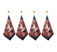 Kitchen Easter Bunny Hand Towels with Hanging Loops, Highly Absorbent & Quick Drying Towels for Kitchen Bathroom, Microfiber Cleaning Cloth, Dish Towel, Tea Towel Decorative, Dish Rag(12x12)