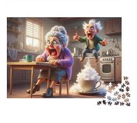 Kitchen Elderly Drinking Tea Jigsaw Puzzle for Adults 1000 Piece Jigsaw Puzzle Cartoon Scientist Relaxing Gift Home Decor 38x26cm/1000pcs