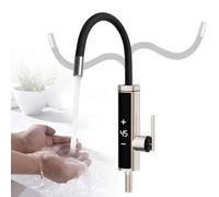 Kitchen Electric Instant Water Heater Tap 220V, Stainless Steel Fast Heating Tap, 360 Degree Rotate Instant Hot Water Faucet with 30-55℃ Adjustable Temperature Digital Display and Universal Nozzle