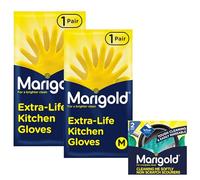 Kitchen Essential Gloves (2 Pairs Rubber Gloves Size M) + Cleaning Sponges Me Softly Scourers Sponge (2 Pieces) - Kitchen Sponge and Cleaning Products - Set For Sponges Washing Up.