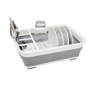 Kitchen Essentials 22959 Kitchen Details Collapsible Dish Drying Rack, Space Saver, Counter Top, Plastic, White/Grey