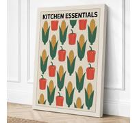 Kitchen Essentials Retro Canvas Wall Art Print 18x12 Inch (46 x 30 cm)