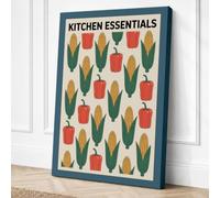 Kitchen Essentials Retro Canvas Wall Art Print 30x20 Inch