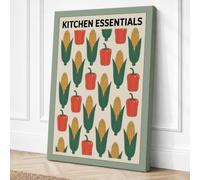 Kitchen Essentials Retro Canvas Wall Art Print 30x20 Inch (76 x 51 cm)