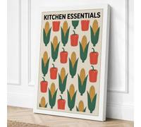 Kitchen Essentials Retro Canvas Wall Art Print 36x24 Inch