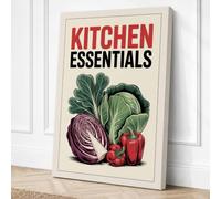 Kitchen Essentials Vintage Canvas Wall Art Print 24x16 Inch