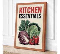 Kitchen Essentials Vintage Canvas Wall Art Print 36x24 Inch (91 x 61 cm)