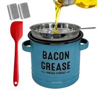 Kitchen Fat Container | 1200ml Enamel Oil Storage,Strainer For Saving Bacon Fat,For Baking Roasting Frying Holiday Camping Thanksgiving Restaurant