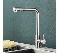 Kitchen Fauce with Pull Down Sprayer, Sink Faucets 304 Stainless Steel Single Handle Hole Faucet for Farmhouse Rv Bar Laundry Sinks,Black(Brushed Nickel)