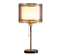 Kitchen Faucet 19 Inch Table Lamp With Double Fabric Shade And Pull Chain Black Contemporary Nightstand Lamp For Bedroom Living Room Home Office Hotel Decor