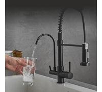 Kitchen Faucet 3 in 1 Kitchen Faucet with Pull Down Spray Dual Function Black Reverse Osmosis Compatible Spring Aqiong Perfect for Kitchens