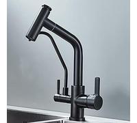 Kitchen Faucet 3 in 1 with Pull Down Sprayer Brass 3 in 1 Water Purifier Faucet Rotation Straight Drinking Water Hot and Cold Water Kitchen Sink Faucets-B
