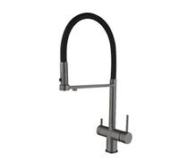 Kitchen Faucet 3 Way Spin Brass Kitchen Tap Hot & Cold Water Filter Grey Brushed Finish Stylish Drinking Water Faucet for Home & Office Easy Installation