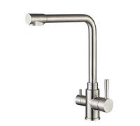 Kitchen Faucet 3 Way Stainless Steel Brushed Hot and Cold Water Drinking Water Rotation Kitchen Sink faucets