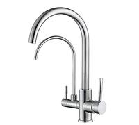 Kitchen Faucet 3 Way Stainless Steel Brushed Pure Faucet 360 ° Rotation Hot and Cold Water Drinking Water Kitchen Sink faucets