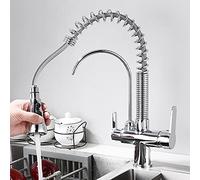 Kitchen Faucet 3 Way with Pull Out Spray Chrome 360° Rotation Brass 3 in 1 Filtration Independent Pipeline Kitchen Sink faucets