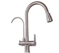 Kitchen Faucet 3 Way with Pull Out Spray Stainless Steel Telescopic 3 in 1 Pure Water Straight Drink Hot and Cold Water Rotation Kitchen Sink faucets Brushed