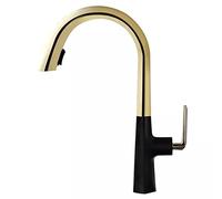 Kitchen Faucet 360 Degree Swivel High Arc Kitchen Sink Faucet with Hidden Pull Out Spray Head Single Handle Brass Kitchen Mixer Tap with Dual Function Pull Down Sprayer,Black(Black Gold)