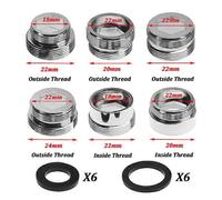 Kitchen Faucet Adapter Set 18/20/22/24mm To 22mm With Washer Metal Male Female Saving Tap Aerator Connector Bathroom Accessories